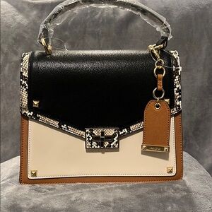 Aldo Black and Tan Satchel with Structured Design cross body purse